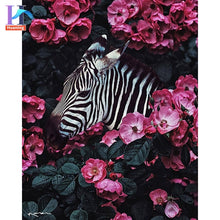 Carica l&#39;immagine nel visualizzatore della Galleria, Dipinti con i numeri con animali fai da te nei fiori Immagini ad olio Pittura fai da te Disegno Dipinto con numeri Decorazioni per la casa incorniciate