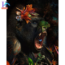 Carica l&#39;immagine nel visualizzatore della Galleria, Dipinti con i numeri con animali fai da te nei fiori Immagini ad olio Pittura fai da te Disegno Dipinto con numeri Decorazioni per la casa incorniciate