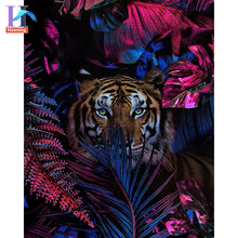 Carica l&#39;immagine nel visualizzatore della Galleria, Dipinti con i numeri con animali fai da te nei fiori Immagini ad olio Pittura fai da te Disegno Dipinto con numeri Decorazioni per la casa incorniciate