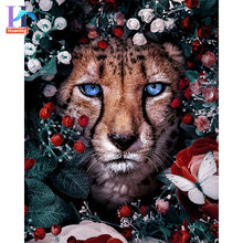 Carica l&#39;immagine nel visualizzatore della Galleria, Dipinti con i numeri con animali fai da te nei fiori Immagini ad olio Pittura fai da te Disegno Dipinto con numeri Decorazioni per la casa incorniciate