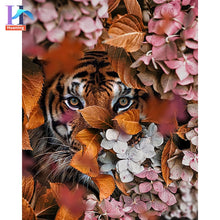 Carica l&#39;immagine nel visualizzatore della Galleria, Dipinti con i numeri con animali fai da te nei fiori Immagini ad olio Pittura fai da te Disegno Dipinto con numeri Decorazioni per la casa incorniciate