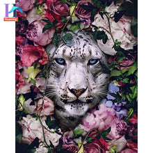 Carica l&#39;immagine nel visualizzatore della Galleria, Dipinti con i numeri con animali fai da te nei fiori Immagini ad olio Pittura fai da te Disegno Dipinto con numeri Decorazioni per la casa incorniciate