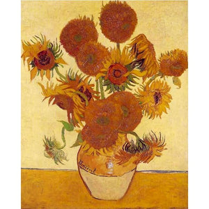 Dipinto ad olio di Van Gogh con i numeri Kit di fiori per adulti su tela con cornice Colori acrilici Immagine da colorare con i numeri Decor Art