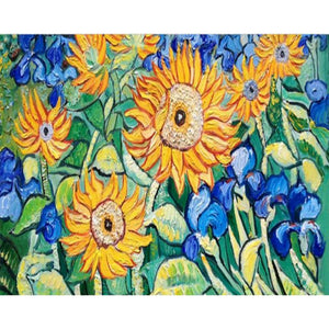Dipinto ad olio di Van Gogh con i numeri Kit di fiori per adulti su tela con cornice Colori acrilici Immagine da colorare con i numeri Decor Art