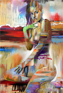 Pintura de lona nórdica para decoración del hogar, imagen de mujer sexual moderna, póster de arte de pared, pintura al óleo de arte minimalista abstracto para dormitorio de niña