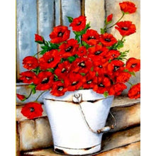 Cargar imagen en el visor de la galería, Pintura DIY por números, flores de amapola, pintura al óleo pintada a mano, dibujo sobre lienzo, adultos, niños, decoración del hogar