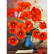 Cargar imagen en el visor de la galería, Pintura DIY por números, flores de amapola, pintura al óleo pintada a mano, dibujo sobre lienzo, adultos, niños, decoración del hogar