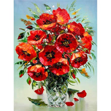 Cargar imagen en el visor de la galería, Pintura DIY por números, flores de amapola, pintura al óleo pintada a mano, dibujo sobre lienzo, adultos, niños, decoración del hogar