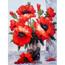 Cargar imagen en el visor de la galería, Pintura DIY por números, flores de amapola, pintura al óleo pintada a mano, dibujo sobre lienzo, adultos, niños, decoración del hogar