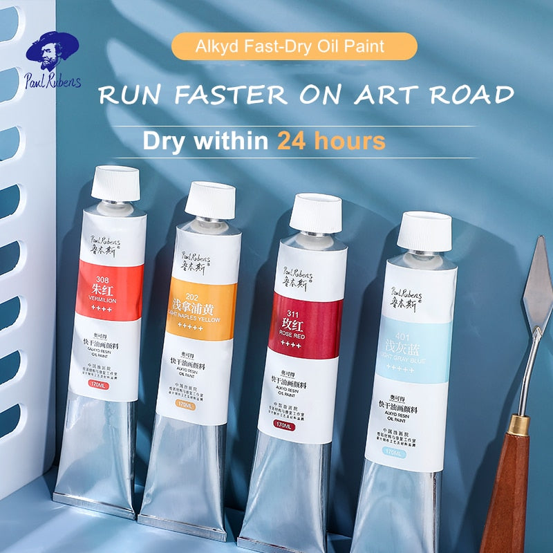 Pinturas al óleo Alkyd 24 horas de secado rápido Color de aceite profesional Tubo de 170 ml Pigmento de alta calidad para suministros de arte para artistas