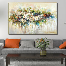 Cargar imagen en el visor de la galería, Pintado a mano flor púrpura pintura al óleo cuchillo hecho a mano flor lienzo pintura artista moderno decoración del hogar arte de la pared