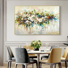 Cargar imagen en el visor de la galería, Pintado a mano flor púrpura pintura al óleo cuchillo hecho a mano flor lienzo pintura artista moderno decoración del hogar arte de la pared