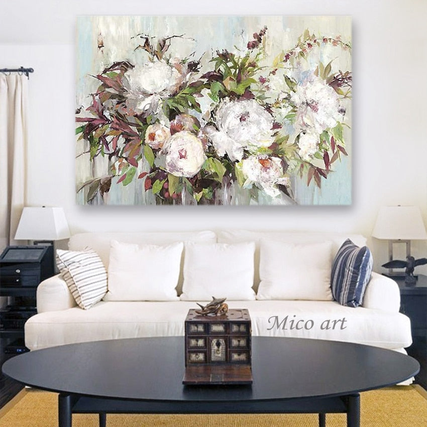 Abstract Canvas Painting Hand Painted Palette Knife Flowers Oil Painting Modern Decor Piece Unframed Floral Pictures Wall Art