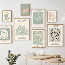 Carica l&#39;immagine nel visualizzatore della Galleria, Matisse Abstract Girl Line Face Leaf Tree Wall Art Canvas Painting Nordic Poster e stampe Immagini a parete per la decorazione del soggiorno