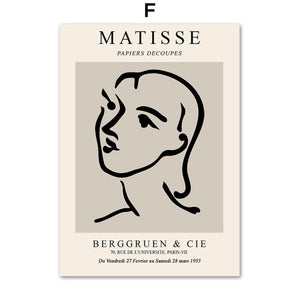 Matisse abstrait fille ligne visage feuille arbre mur Art toile peinture nordique affiches et impressions photos murales pour salon décor