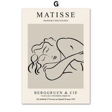 Carica l&#39;immagine nel visualizzatore della Galleria, Matisse Abstract Girl Line Face Leaf Tree Wall Art Canvas Painting Nordic Poster e stampe Immagini a parete per la decorazione del soggiorno