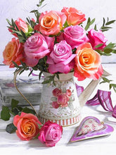 Carica l&#39;immagine nel visualizzatore della Galleria, Vendita 5D fai da te diamante pittura fiori rosa kit punto croce trapano completo ricamo mosaico arte immagine di strass decorazione regalo