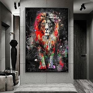 Dipinti ad olio astratti leoni su tela Animali colorati moderni Poster e stampe per immagini decorative di arte della parete domestica senza cornice