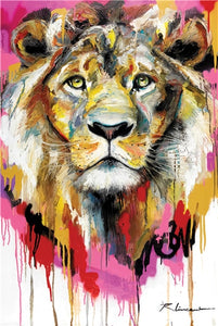 Abstrait Lions Peintures À L'huile sur Toile Moderne Coloré Animaux Affiches et Gravures pour La Maison Mur Art Décoratif Photos No Frame