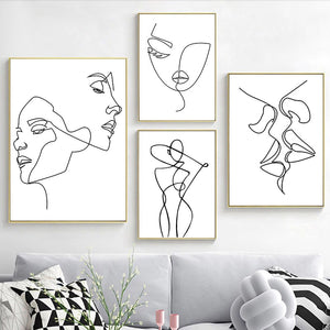 Minimalist  Figures Line Art Sexy Woman Body Nude Wall Canvas Paintings Drawing Posters Prints Decoration for Livingroom