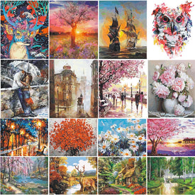 Цветной пейзаж, сделай сам, картина маслом по номерам для взрослых, детей, рисование цветов, художественная картина на холсте, комплект, акриловая ручная краска, подарочный декор