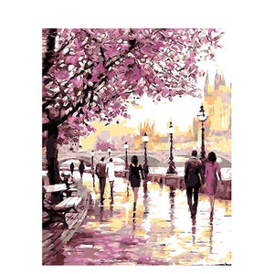 Color Landscape DIY Oil Painting By Numbers for Adults Kids Draw Flowers Art Picture On Canvas Kit Acrylic Hand Paint Gift Decor