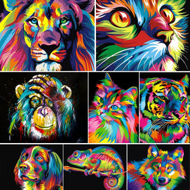 DIY 5D diamante pintura animales León Tigre gato perro punto de cruz Kit completo taladro bordado mosaico arte imagen de diamantes de imitación regalo