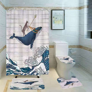 Tenda da bagno con gatto divertente Tende da doccia impermeabili Tenda da bagno in poliestere con stampa serigrafica per il bagno