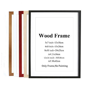 Wooden Frame A5 A4 A3 Wooden Picture Frame 30x42cm Black White Pink Red Coffee More Color Photo Frame with Mats for Wall Mountin