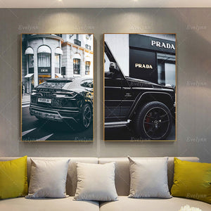 Modern Modular Pictures Nordic Black Super Car Luxury Fashion Store Posters And Prints Wall Art Canvas Painting Home Decor Frame