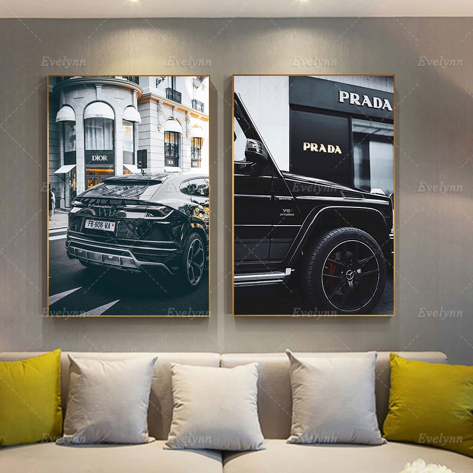 Modern Modular Pictures Nordic Black Super Car Luxury Fashion Store Posters And Prints Wall Art Canvas Painting Home Decor Frame