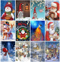 Cargar imagen en el visor de la galería, Pintura de diamantes Navidad 5D Santa Claus bordado de diamantes nieve casa paisaje mosaico punto de cruz manualidades decoración del hogar