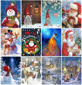 Алмазная картина Рождество 5D Санта-Клаус Алмазная вышивка Снежный дом Пейзаж Мозаика Вышивка крестиком Ремесла Украшение дома