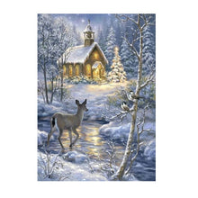 Cargar imagen en el visor de la galería, Pintura de diamantes Navidad 5D Santa Claus bordado de diamantes nieve casa paisaje mosaico punto de cruz manualidades decoración del hogar