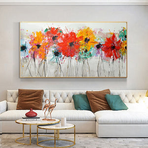 Pósteres e impresiones de flores coloridas, pintura al óleo abstracta impresa en lienzo, imágenes artísticas de pared para sala de estar, sofá, decoración del hogar