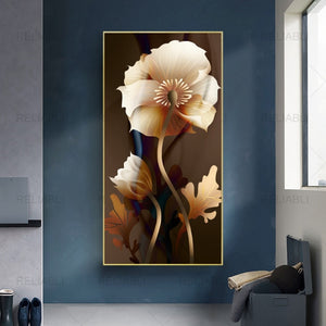 Nordique abstrait fleur photo toile peinture luxe lignes d'or modernes affiches et impressions photo murale pour galerie décor à la maison