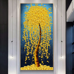 Immagine di fiori astratti nordici Pittura su tela Linee dorate di lusso Poster e stampe moderni Immagine da parete per la decorazione della casa della galleria