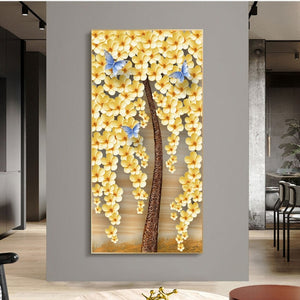 Cuadro de flor abstracta nórdica, pintura en lienzo, líneas doradas de lujo, carteles modernos e impresiones, cuadro de pared para galería, decoración del hogar