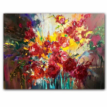 Carica l&#39;immagine nel visualizzatore della Galleria, Nordic pittura a olio astratta fiori rose retro graffiti art poster pittura su tela soggiorno camera da letto decorazione della casa murale