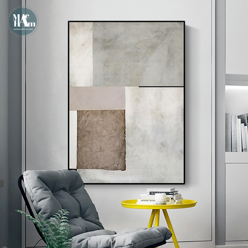 Modern Minimalist Wall Art Canvas Painting Abstract warm color block line Art Poster Print Wall Picture for Living Room Decor