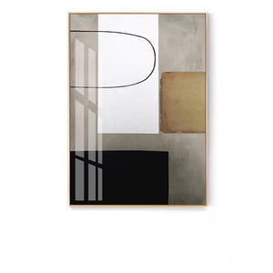 Cuadro sobre lienzo para pared minimalista moderno abstracto color cálido bloque línea arte póster impresión cuadro de pared para decoración para sala de estar