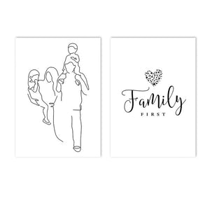 Family Quotes Prints Mom Dad Abstract Line Drawing Canvas Painting Son Daughter Wall Art Poster Pictures Living Room Home Decor