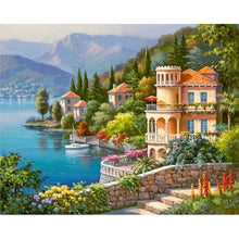 Carica l&#39;immagine nel visualizzatore della Galleria, Villa Scenario Fai da te Pittura diamante 5D Pieno tondo Mosaico in resina Paesaggio Diamante Ricamo Immagine Strass Home Decor Regalo