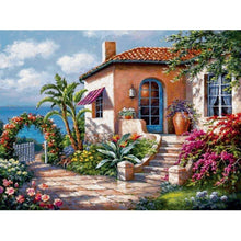 Carica l&#39;immagine nel visualizzatore della Galleria, Villa Scenario Fai da te Pittura diamante 5D Pieno tondo Mosaico in resina Paesaggio Diamante Ricamo Immagine Strass Home Decor Regalo