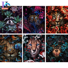 Carica l&#39;immagine nel visualizzatore della Galleria, Dipinti con i numeri con animali fai da te nei fiori Immagini ad olio Pittura fai da te Disegno Dipinto con numeri Decorazioni per la casa incorniciate