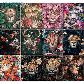 Pittura a olio con i numeri Cervo 60x75 cm Dipingi fai da te con i numeri per animali adulti Pittura su tela senza cornice Regalo unico