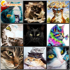 Картина с изображением кота по номерам, сделай сам, животное на холсте с рамкой, картины маслом, рисунок по номерам, ручная роспись, раскраска, домашний декор, стены, искусство
