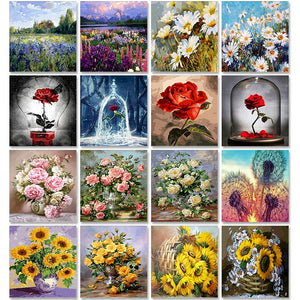 Pintura al óleo por números flor sobre lienzo con marco pinturas de dibujo hechas a mano para adultos imagen para colorear por número decoración arte