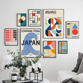 Bauhaus Abstrakte Geometrische Linien Japan Nordische Moderne Wandkunst Leinwand Malerei Poster Und Drucke Bilder Für Wohnzimmer Dekor
