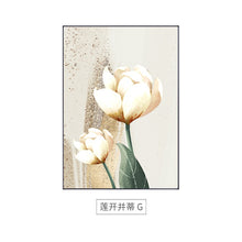 Charger l&#39;image dans la galerie, Moderne plante feuilles fleur toile peinture doré luxe abstrait mur Art affiches et impressions photos murales pour salon décor